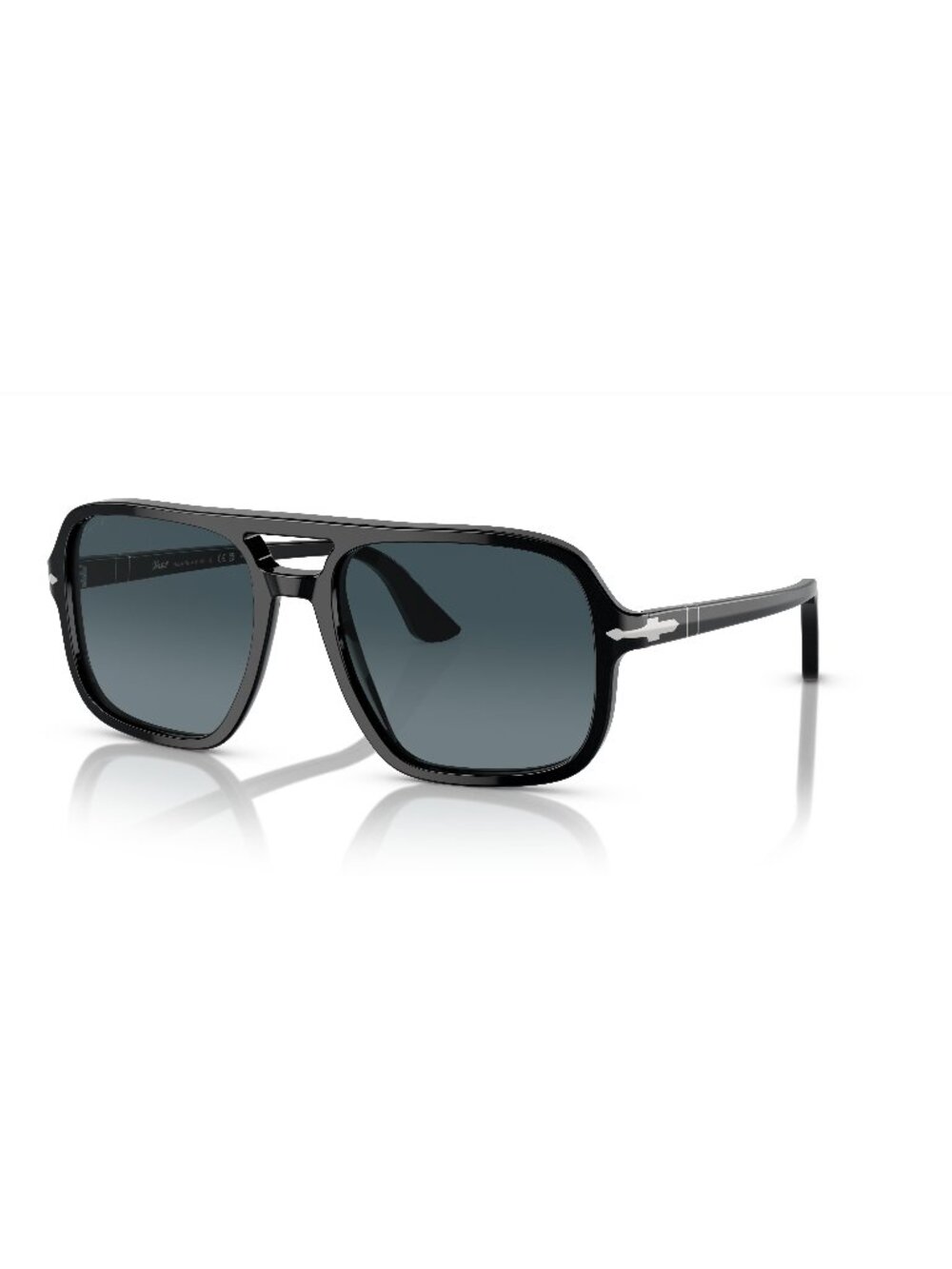 New Persol Men's Sunglasses Black Aviator Blue Lens Acetate Frame PO3328S 95 S3